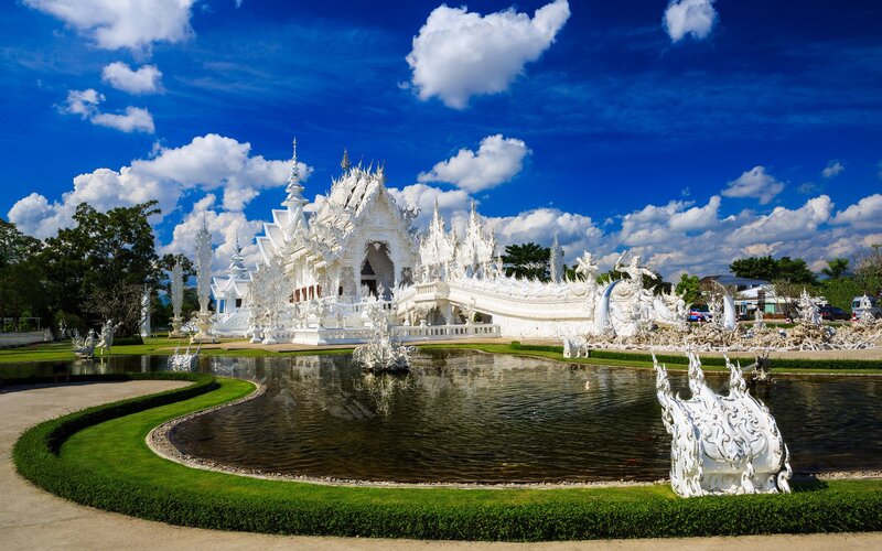 White Temple Complex — Blue, Serene, Afternoon