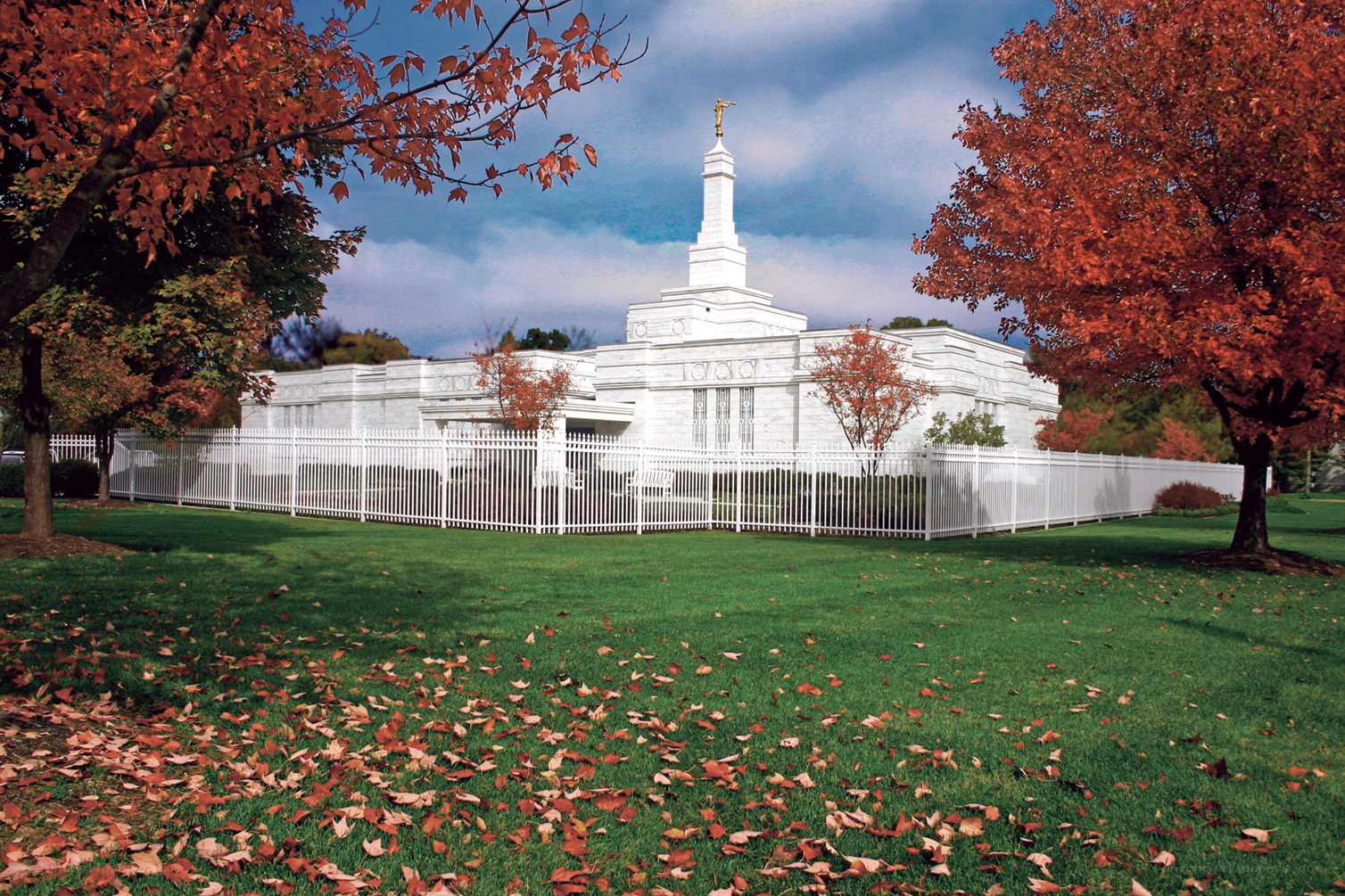 White temple in autumn
