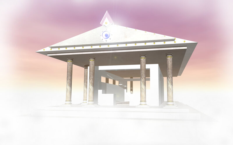 white temple with columns