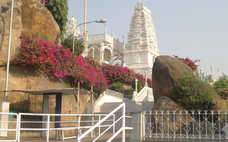 White Temple with Flowers