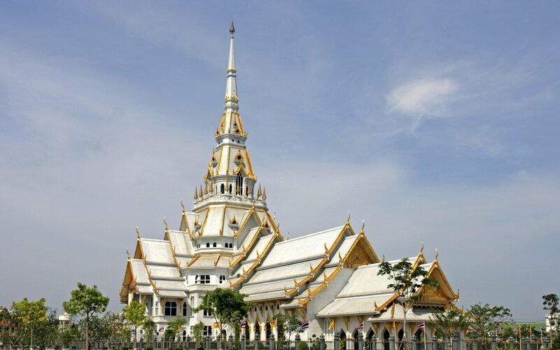 White temple with golden accents