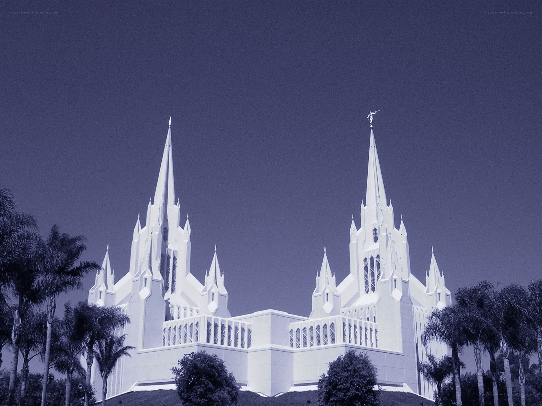 white temple with spires