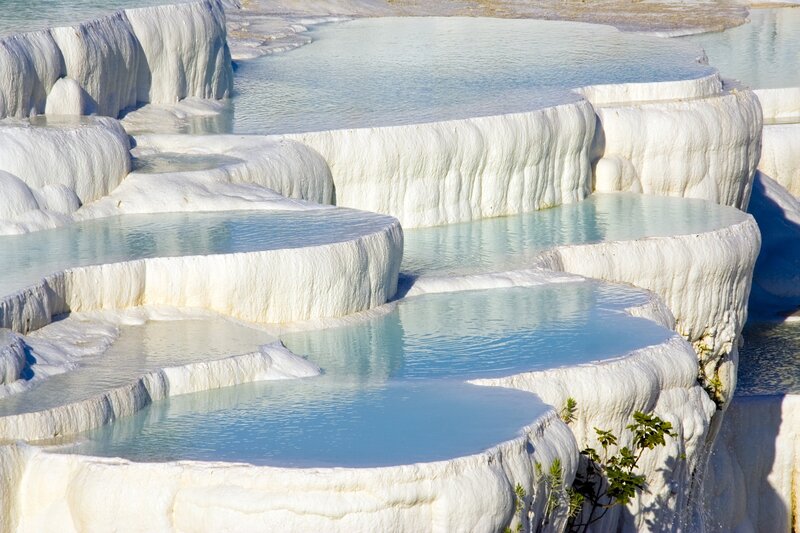 White terraces with blue pools