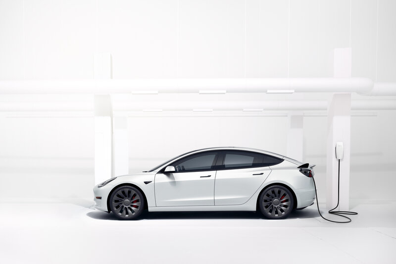 White Tesla Model 3 — Minimalist