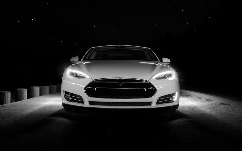 White Tesla Model S — Black