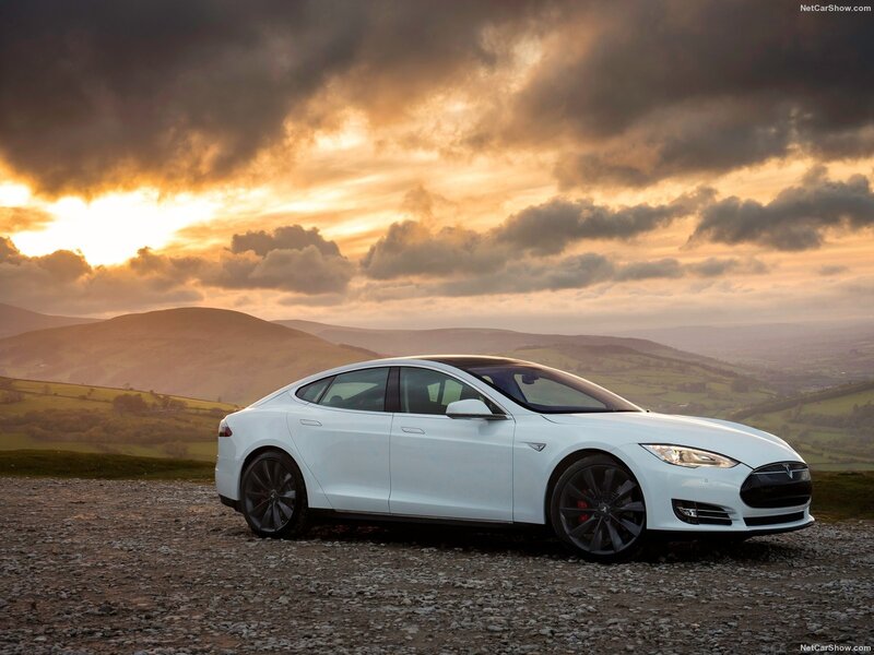 White Tesla Model S — Dramatic