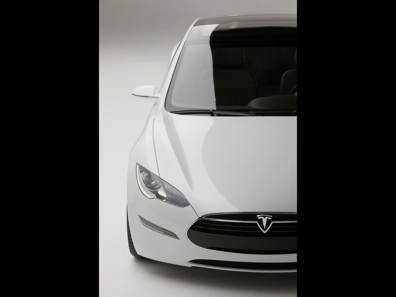 White Tesla Model S front view