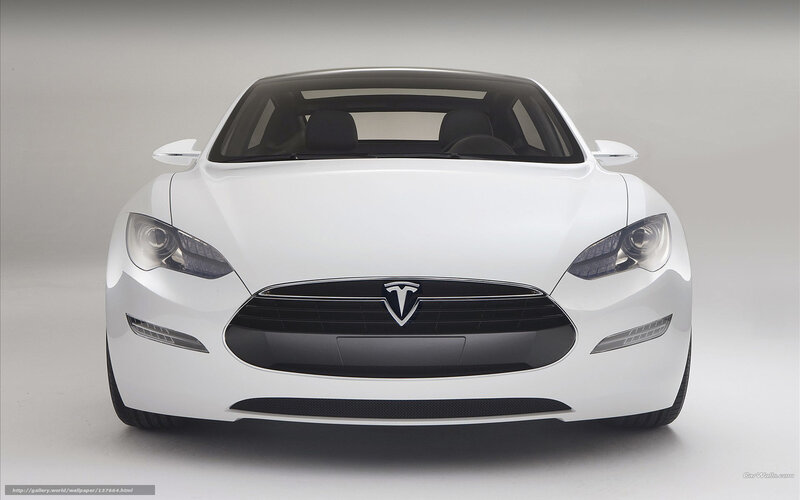 White Tesla Model S front view