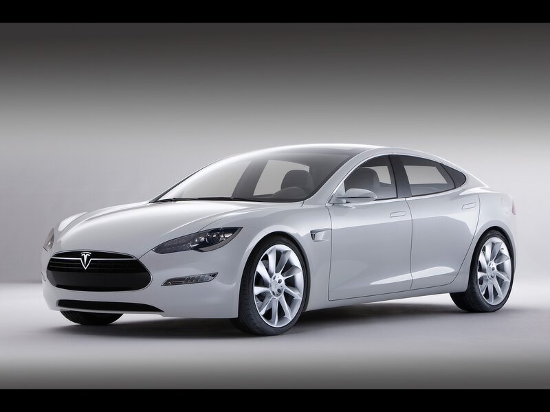 White Tesla Model S sedan