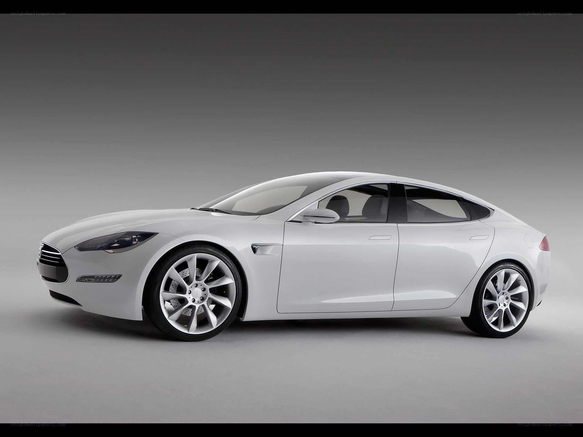White Tesla sedan car