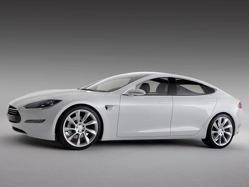 White Tesla Sedan