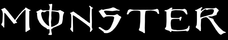 White Text on Black Background — Minimalist, Vector Art, Monster