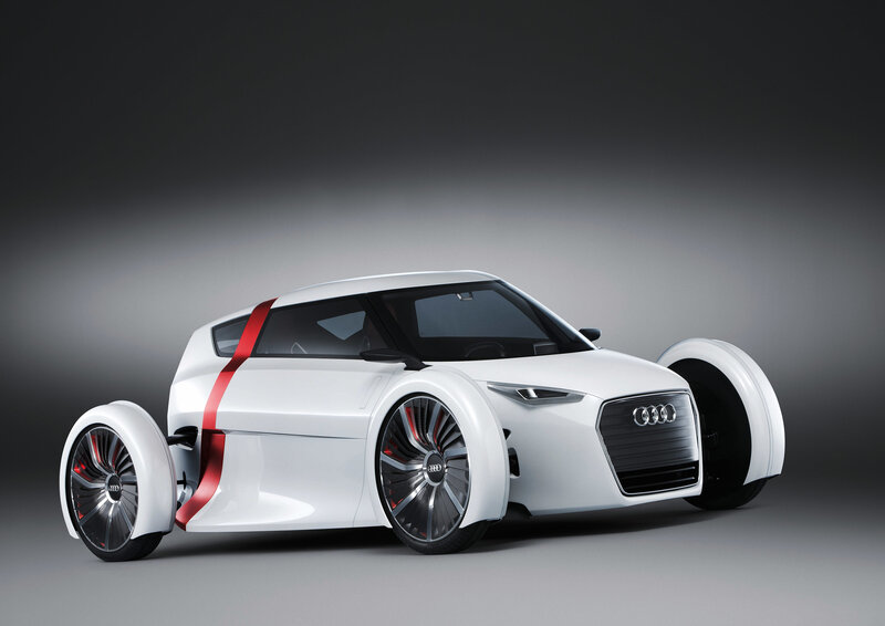 White Three-wheeled Concept Car