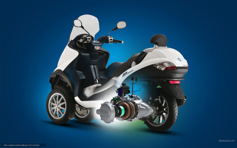 White Three-wheeled Scooter — Blue, Dramatic