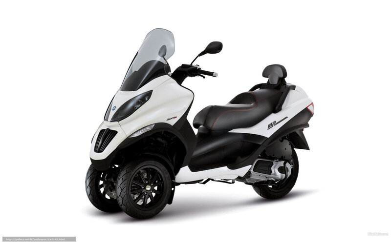 White Three-wheeled Scooter — Neutral, Photograph, Windshield, Black Seat