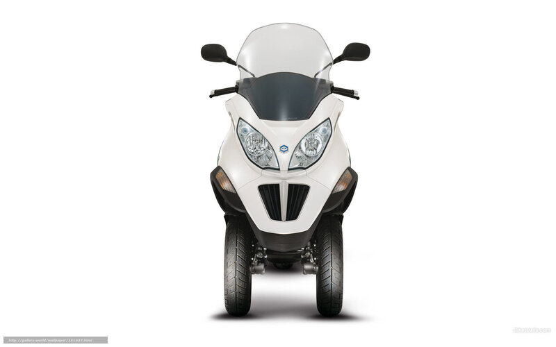 White Three-wheeled Scooter — Neutral, Photograph, Windshield, Headlights