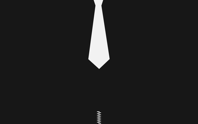white tie on black background