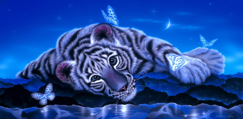 White Tiger Cub — Blue, Serene