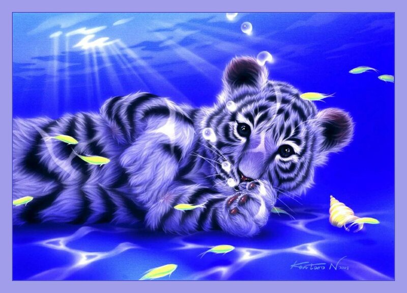 White Tiger Cub Underwater