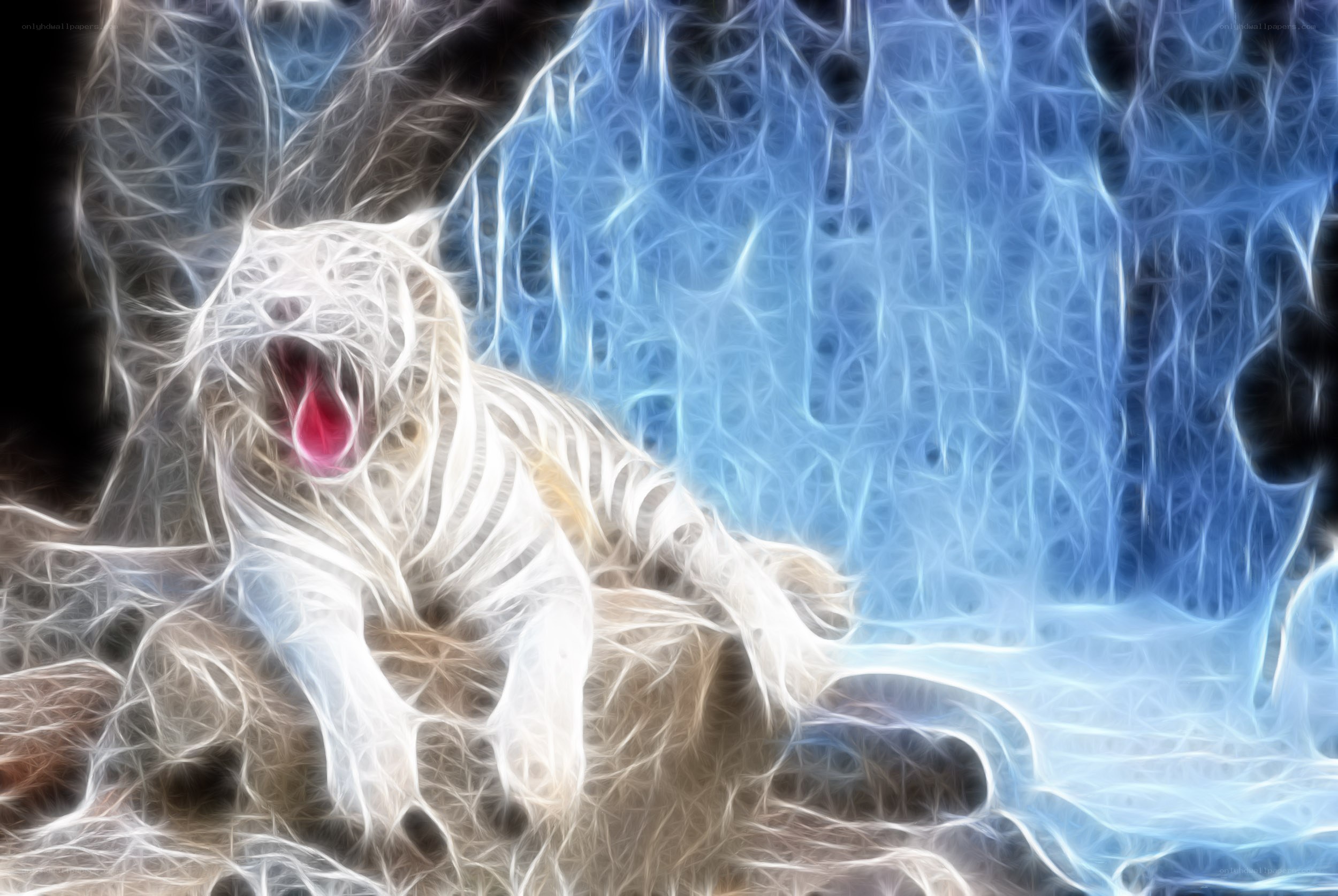 white tiger in digital art