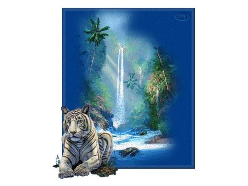 White Tiger in Jungle — Blue