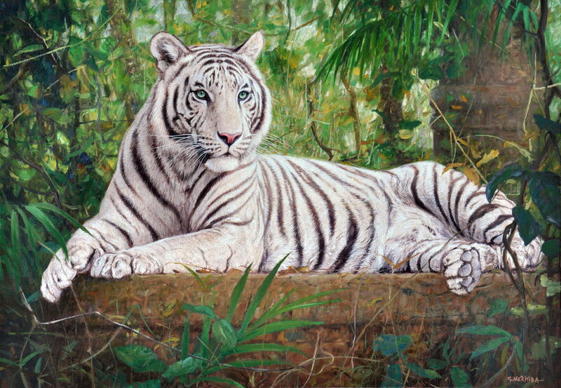 White Tiger in Jungle — Green, Calm