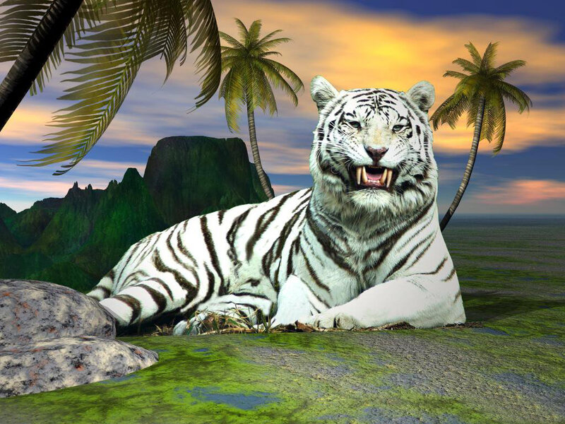 White Tiger in Jungle — Green, Dramatic