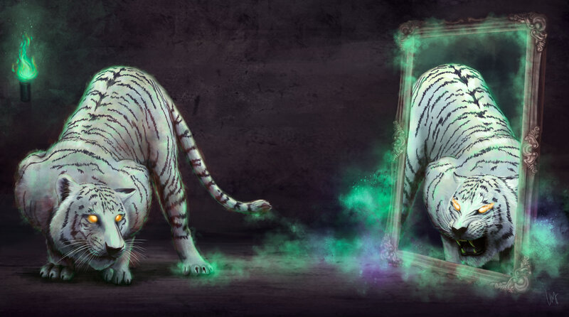 White Tiger in Mirror