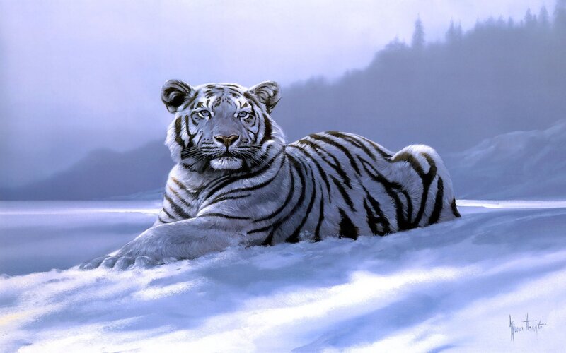 White Tiger in Snow — Serene, Winter, Digital Art