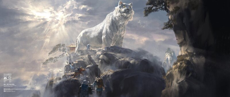 White Tiger on Mountain