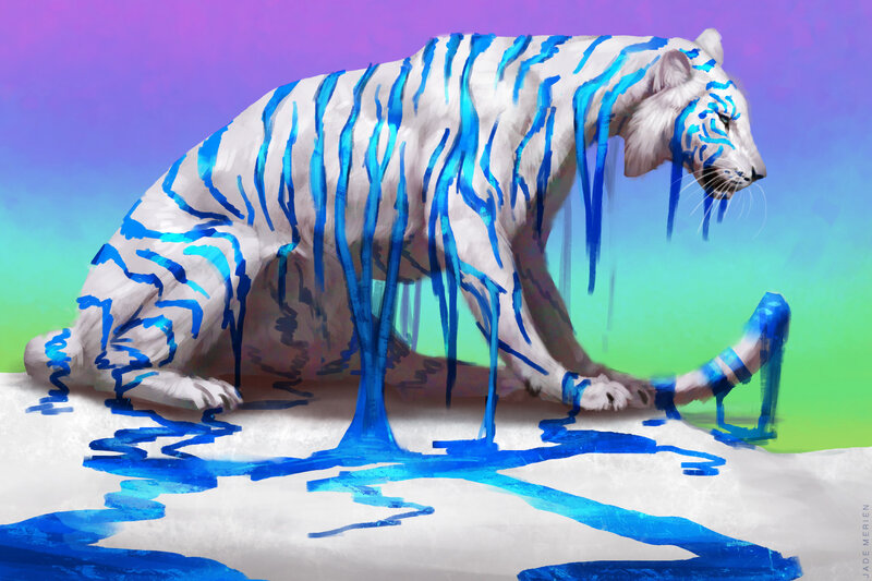 White Tiger with Blue Stripes — Purple