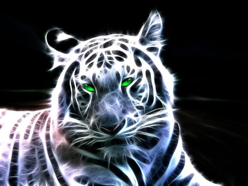 White Tiger with Green Eyes
