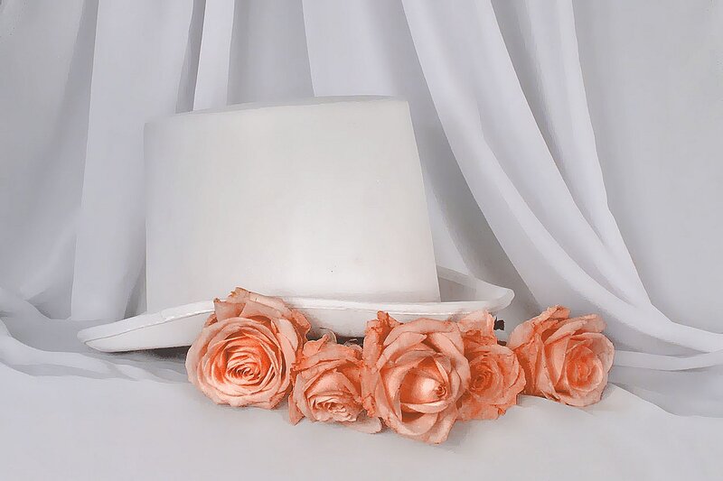 White Top Hat with Roses