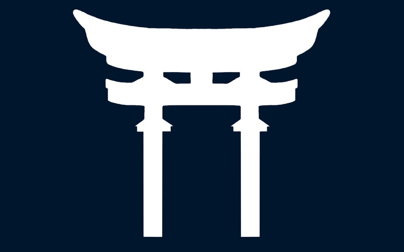 White torii gate silhouette