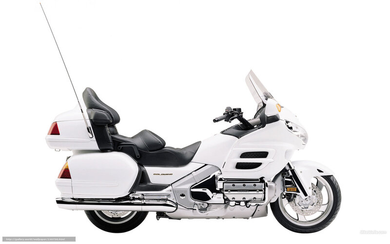 White Touring Motorcycle — Neutral, Photograph, Saddlebags