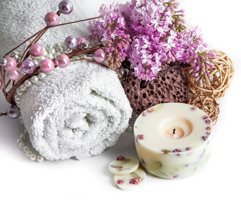White Towel with Flowers
