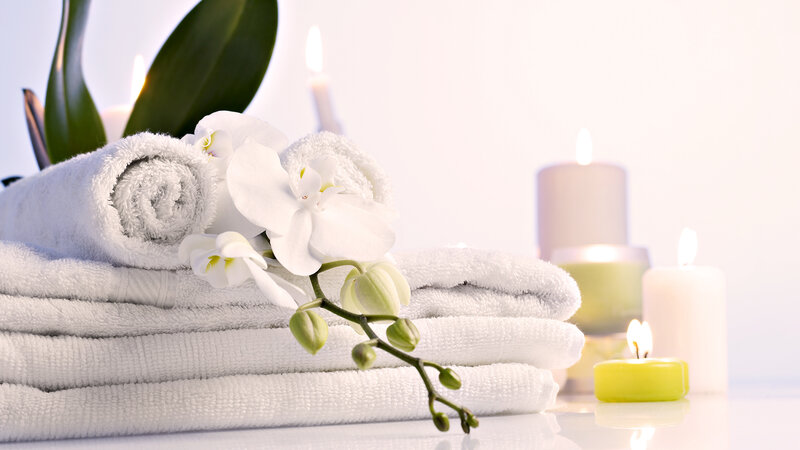 White Towels with Orchid
