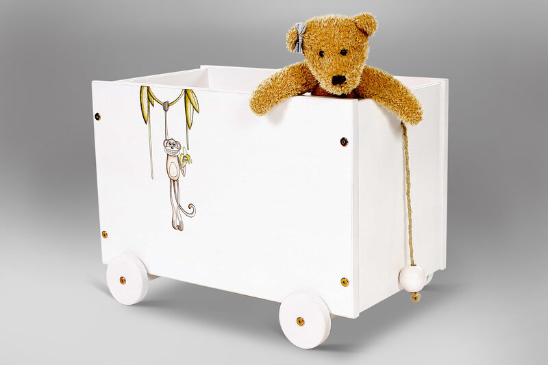 White Toy Box with Teddy Bear