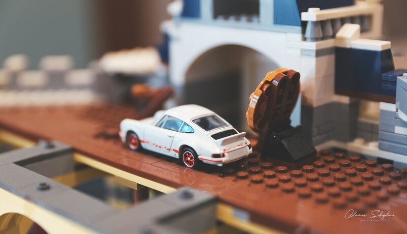 White Toy Car on Track — Calm, Photograph