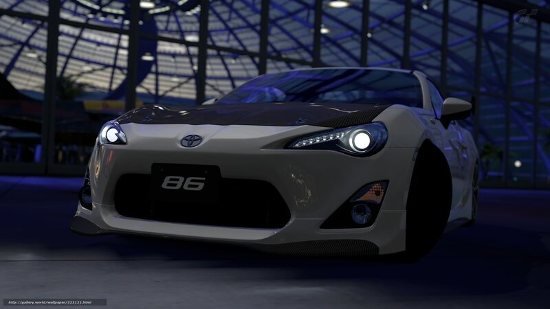White Toyota 86 in a showroom