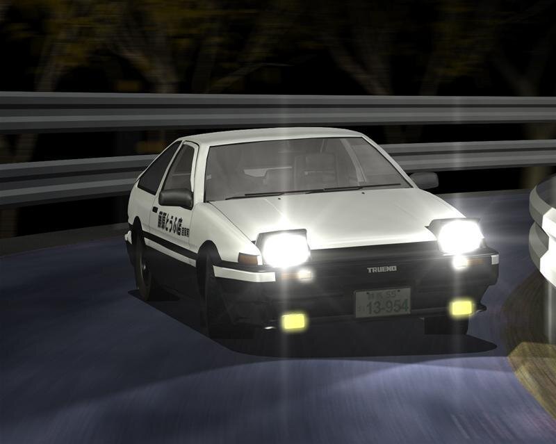 white toyota ae86 at night