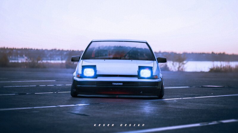 White Toyota Ae86 — Dramatic