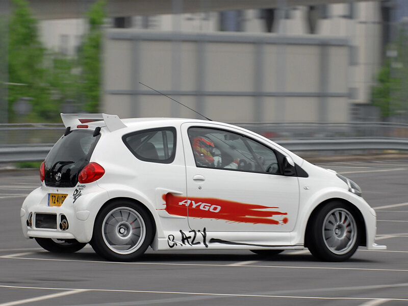 White Toyota Aygo race car