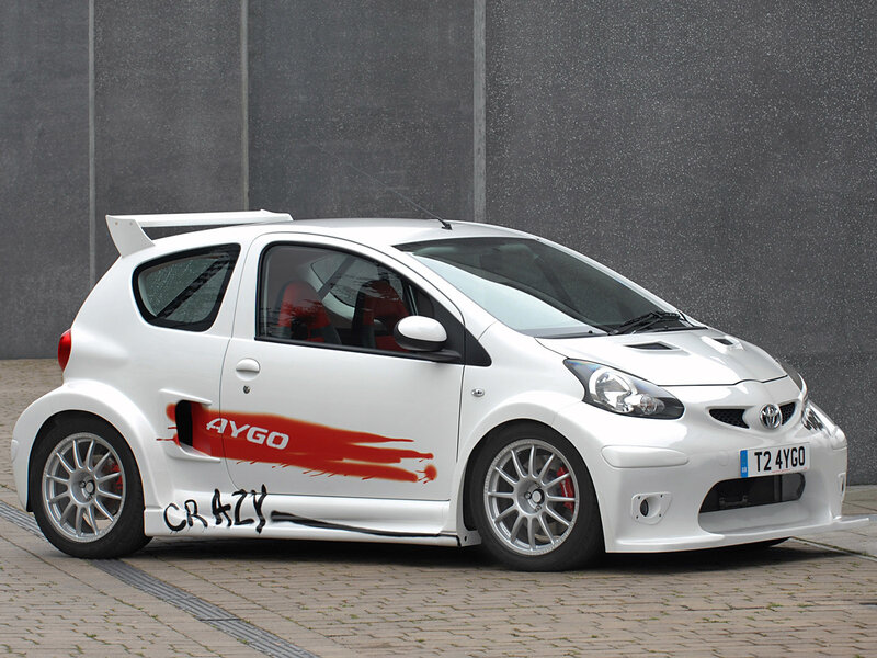 White Toyota Aygo race car