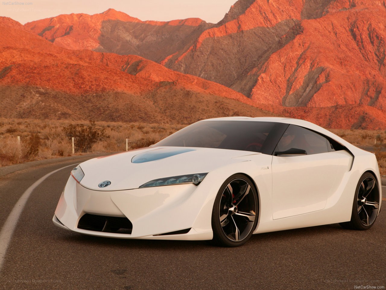White Toyota concept car on road