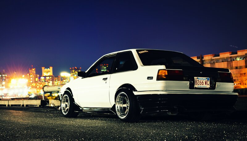 White Toyota Corolla — Dramatic
