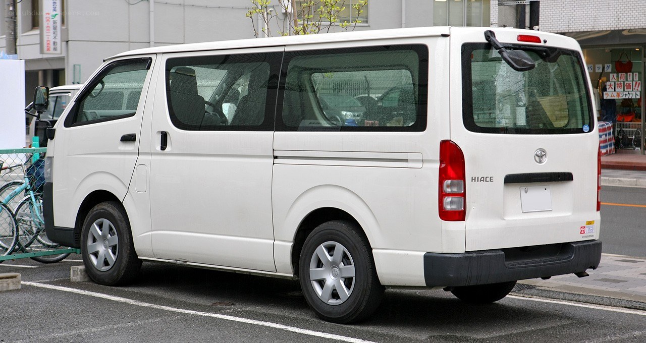 white toyota hiace van