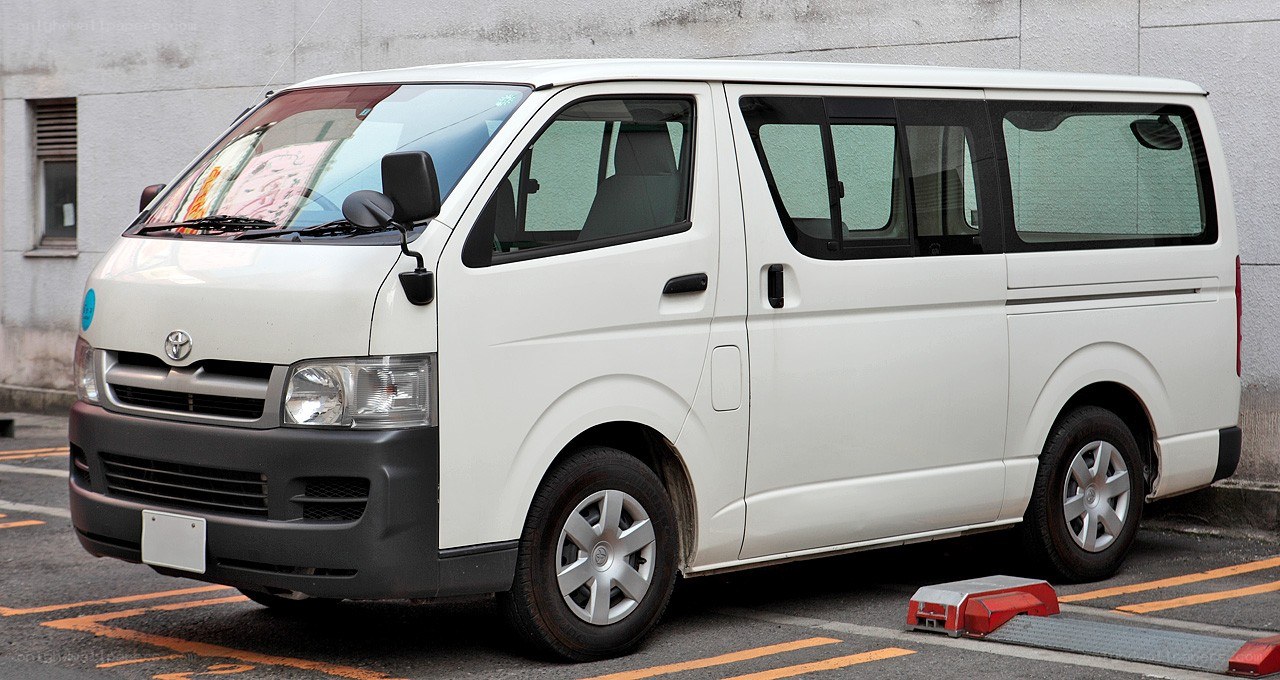 white toyota hiace van
