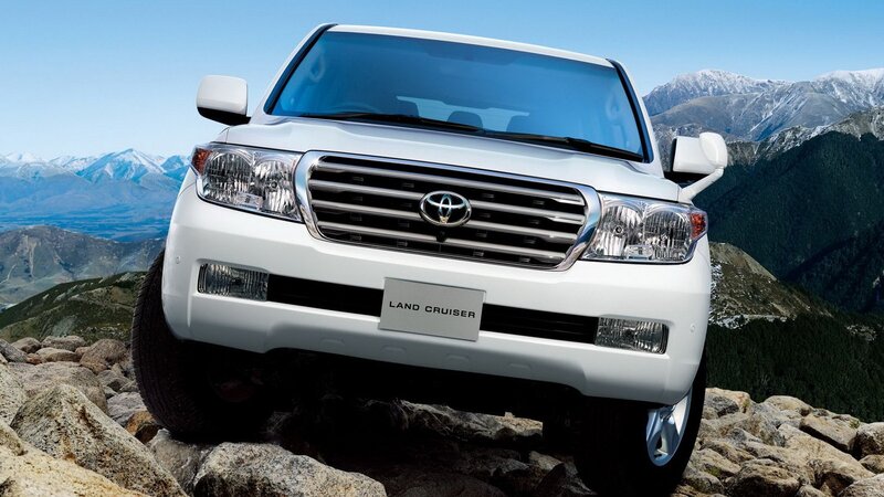 White Toyota Land Cruiser on mountain