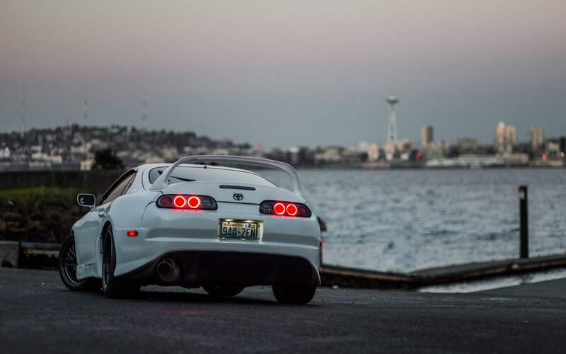 White Toyota Supra — Calm, Sunset